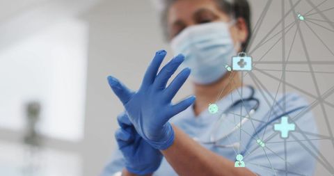 Healthcare Professional with Digital Connectivity Network Concept