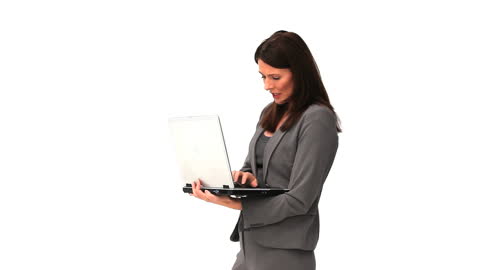 Businesswoman Using Laptop Productivity Concept