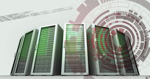 Futuristic Data Server Room with Digital Interface Elements - Download Free Stock Images Pikwizard.com