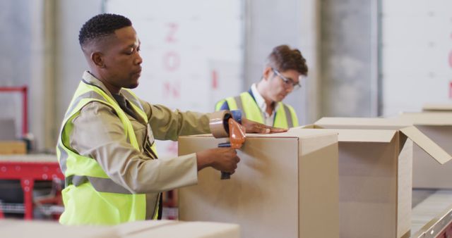 Warehouse Workers Packing and Scanning Boxes for Shipping - Download Free Stock Images Pikwizard.com