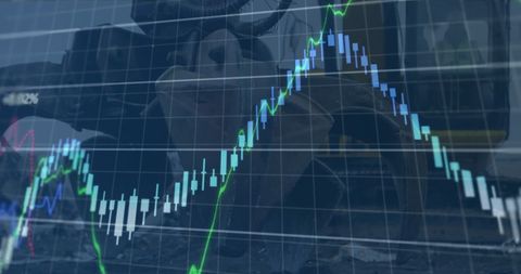 Graph Line Chart Over Industrial Scrap Yard Concept
