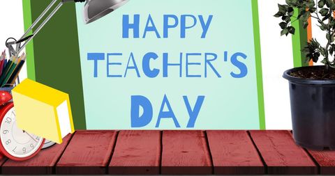 Teacher's day celebration with classroom items