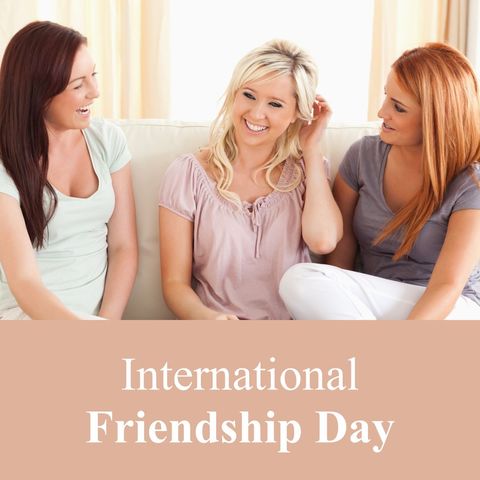 Joyful group of friends celebrating international friendship day