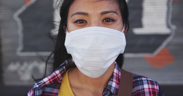 Woman Wearing Protective Face Mask Outdoors - Download Free Stock Images Pikwizard.com