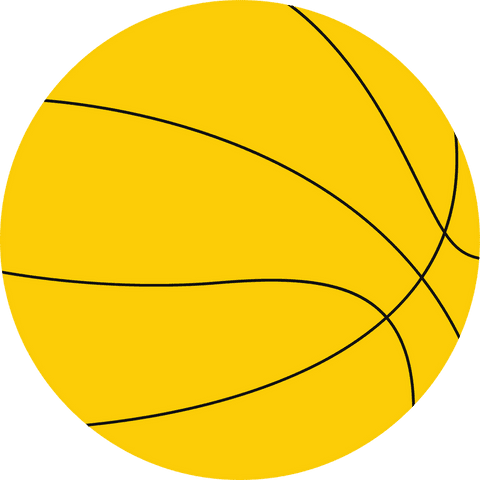 Minimalist yellow basketball icon with transparent background