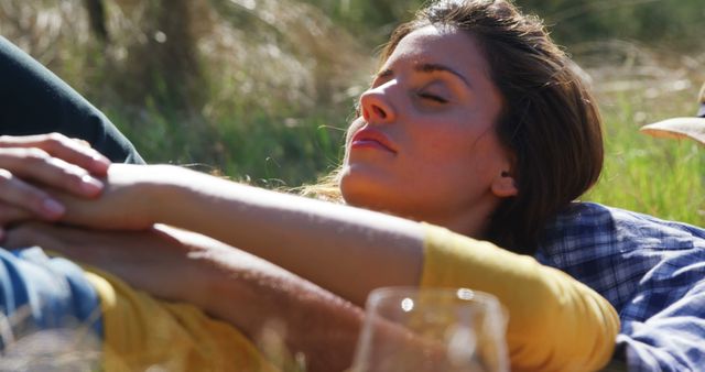 Young Woman Relaxing on Outdoor Summer Picnic - Download Free Stock Images Pikwizard.com