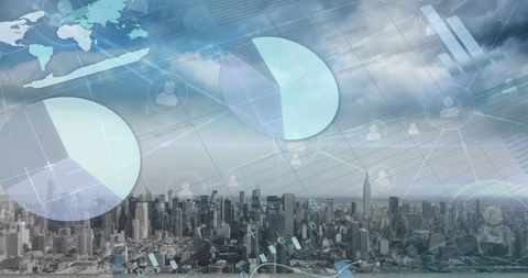 Abstract Cityscape with Data Elements and Transparent Interface - Download Free Stock Images Pikwizard.com