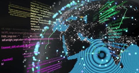Global Cybersecurity Network Visualization with Streaming Code, Pulsing Nodes and Radar