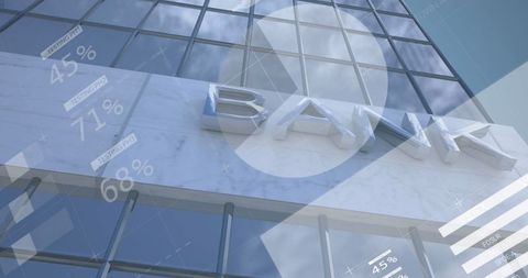 Modern Banking Concept Showing Corporate Architecture and Data Visualization