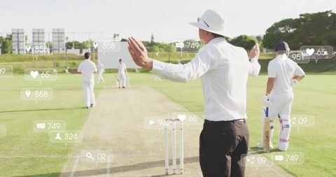Cricket Umpire Signaling Decision Amidst Social Media Interaction