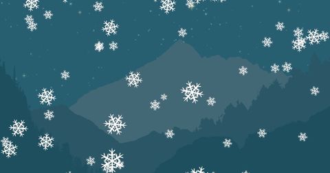 Snowflakes Falling on Tranquil Mountain Landscape, Winter Festivity Concept