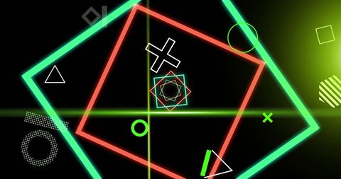 Vibrant Geometric Digital Interface on Black Background