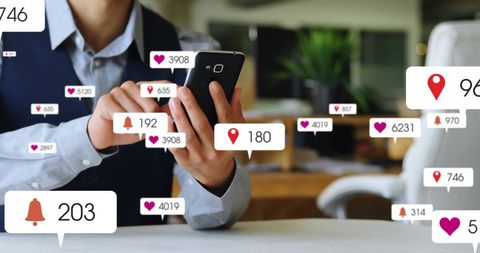 Social Media Interaction Concept with Alert Icons