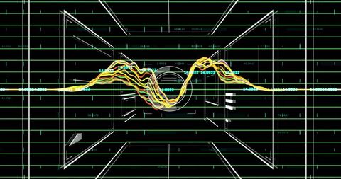 3D Wireframe Ring Visualization with Colorful Waveforms