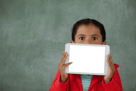 transparent background young girl holding digital tablet in classroom - Download Free Stock Videos Pikwizard.com