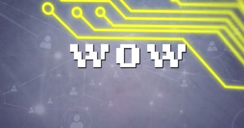 pixelated 'wow' text with futuristic digital circuit background - Download Free Stock Images Pikwizard.com