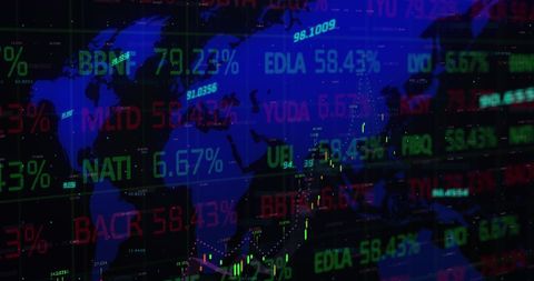 Stock Market Display Over World Map Visualizing Global Economy - Download Free Stock Images Pikwizard.com