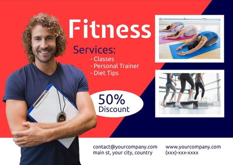 fitness offer with trainer and exercise inspiration - Download Free Stock Templates Pikwizard.com