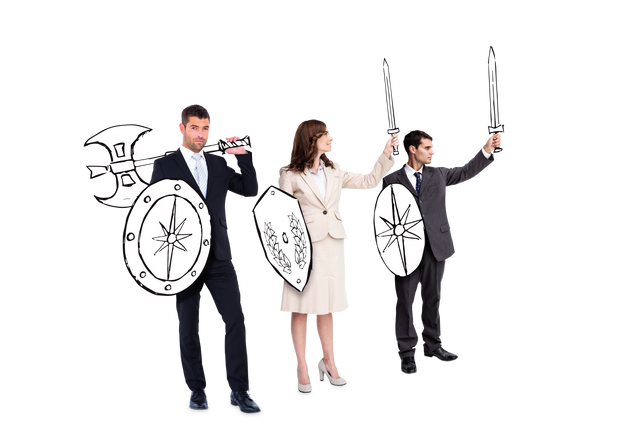 Diverse Business People Holding Shields And Swords Transparent Background - Download Free Stock Videos Pikwizard.com