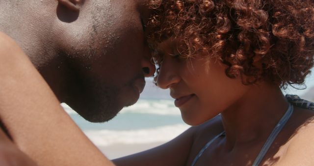 Romantic African American Couple Embracing at Beach - Download Free Stock Images Pikwizard.com