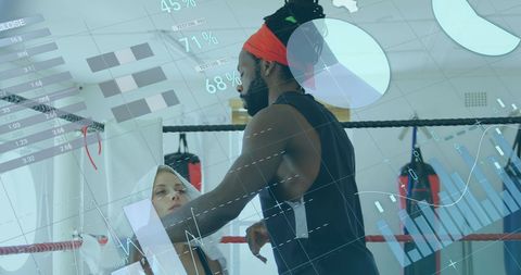 Digital Interface with Female Boxer and Coach Data Processing