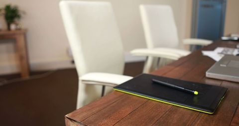 Modern Workspace with Tablet and Laptop on Wood Desk - Download Free Stock Images Pikwizard.com
