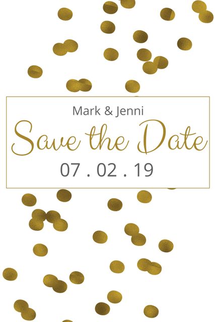 Elegant Gold Confetti Save the Date Template for Weddings and Milestones - Download Free Stock Templates Pikwizard.com