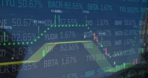 Dynamic stock market overlay with cityscape background