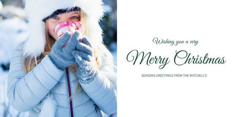 Woman Enjoying Warm Drink in Snowy Winter Wonderland - Download Free Stock Templates Pikwizard.com