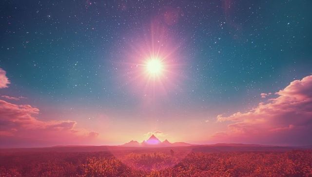 Ethereal Sunrise Over Pastel Landscape