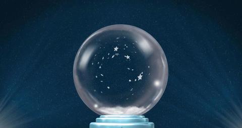 Christmas Snow Globe with Falling Snow on Blue Starry Background - Download Free Stock Images Pikwizard.com