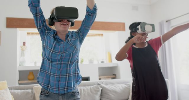 Friends Enjoying Virtual Reality Experience at Home - Download Free Stock Images Pikwizard.com