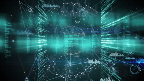 Abstract Digital Data Network with Dynamic Motion Effects