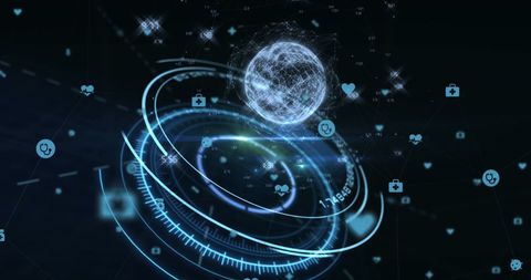 Digital Globe with Data Integration and HUD Interface - Download Free Stock Images Pikwizard.com