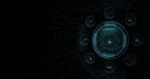 Cybersecurity Lock Icon on Tech Circuit Background - Download Free Stock Images Pikwizard.com