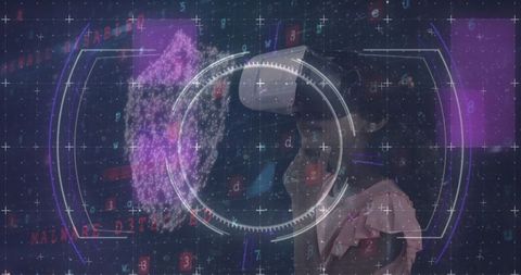 Girl Engages in Virtual Reality with Cybersecurity Overlay - Download Free Stock Images Pikwizard.com