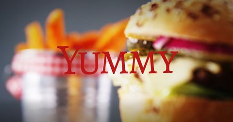 Delicious Burger and Fries Highlighting Yummy American Fast Food