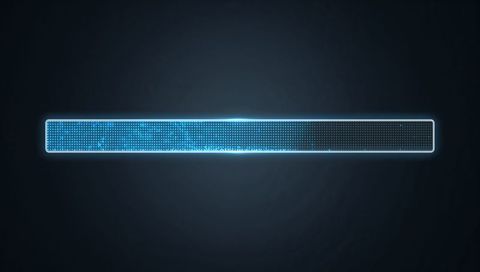 Glowing cyan progress bar with dotted led grid, futuristic hud interface