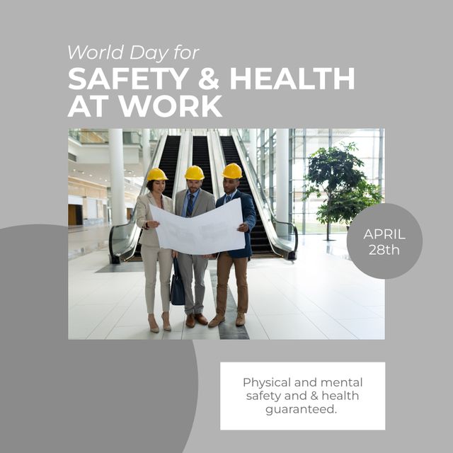 World Day for Safety and Health at Work with Professionals in Hard Hats - Download Free Stock Templates Pikwizard.com