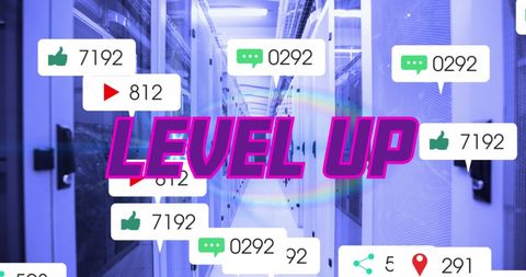 Vibrant Social Media Growth Over Digital Server Network