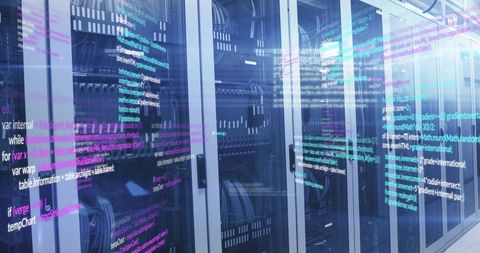 Data Processing over High-Tech Server Room with Digital Interface - Download Free Stock Images Pikwizard.com