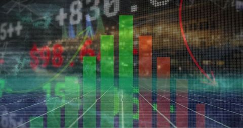 3d bar chart on financial trading dashboard