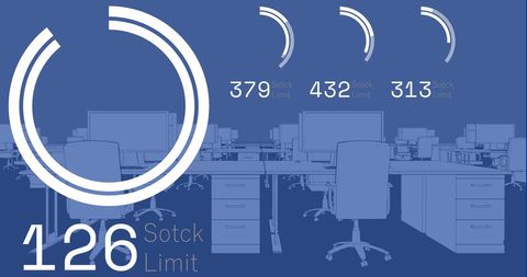 Digital stock market analysis on futuristic office model