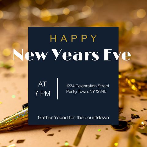 elegant new year's eve celebration invitation with gold confetti - Download Free Stock Templates Pikwizard.com