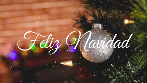 Festive Christmas Greeting with Silver Bauble and Lights