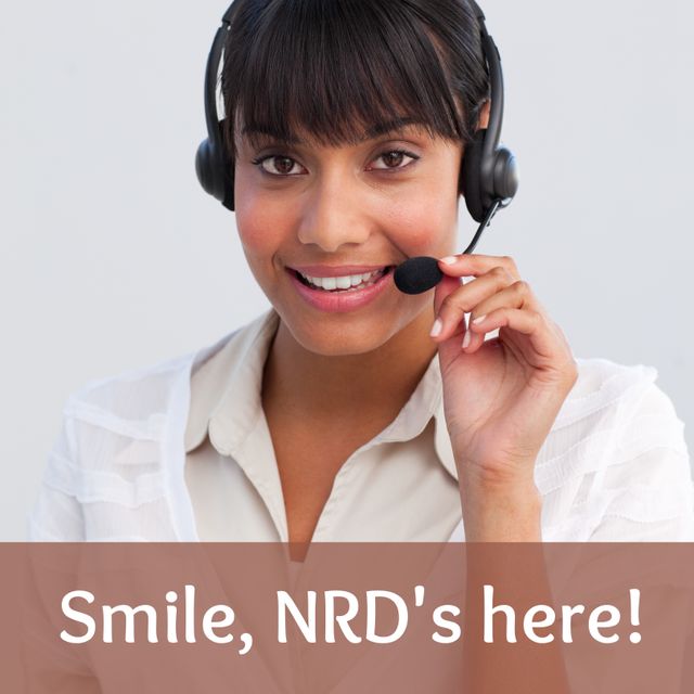 Smiling Woman Using Phone Headset for Call Center Services - Download Free Stock Templates Pikwizard.com