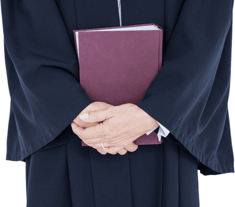 Transparent lawyer holding law book with confidence