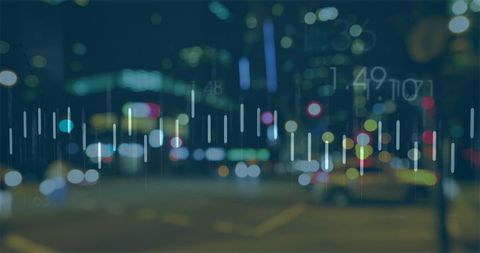 Digital Data Stream Flows Over Blurred City Nightscape - Download Free Stock Images Pikwizard.com