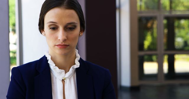 Focused Businesswoman in Blue Blazer Working in Office - Download Free Stock Images Pikwizard.com