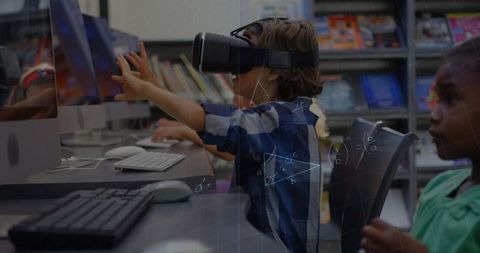 Schoolchildren Engaging with VR Technology in Classroom - Download Free Stock Images Pikwizard.com